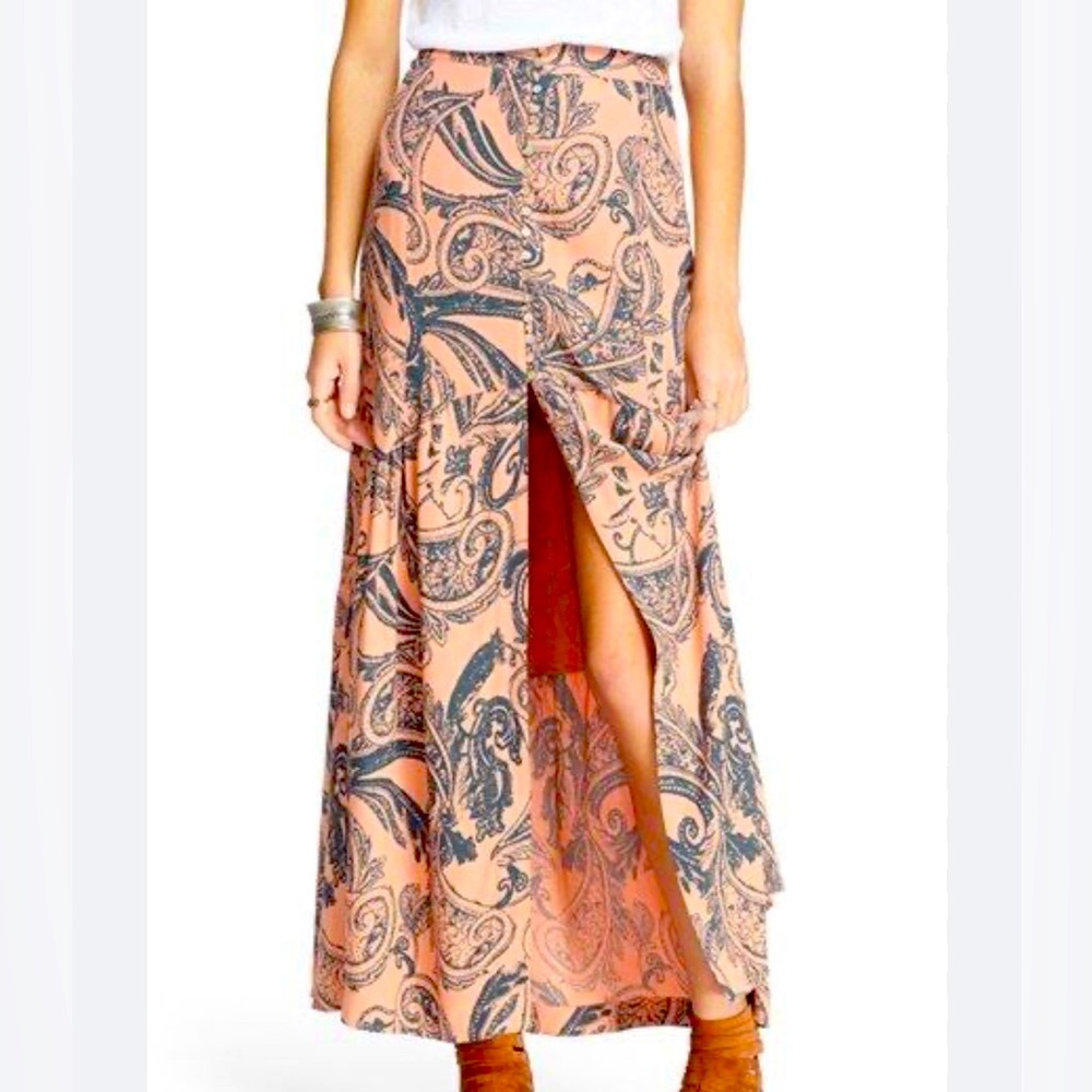 NWOT Free People maxi skirt in coral peach